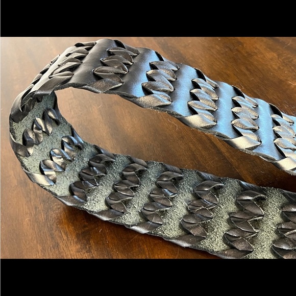 New Jag 3” Wide Black Belt with Buckle 4” Genuine Leather with Weaving XL - Picture 7 of 9